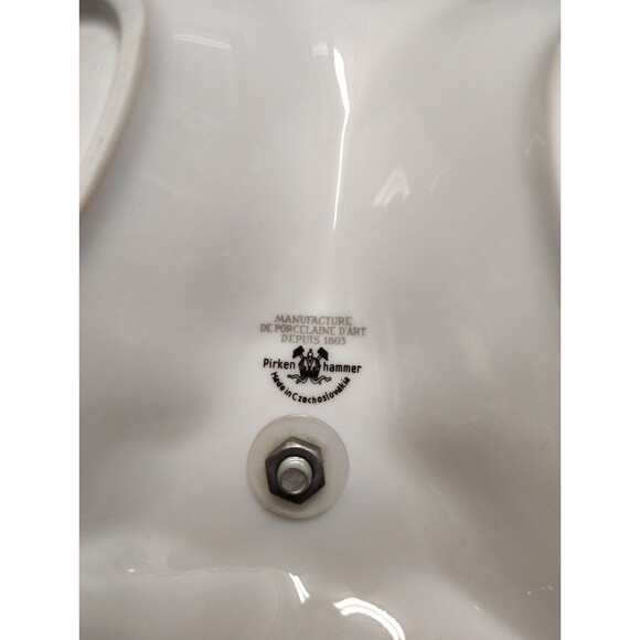 Pirken Hammer Original Porcelain Serving Dish Divided Candy Plate Handled Floral - Picture 5 of 6